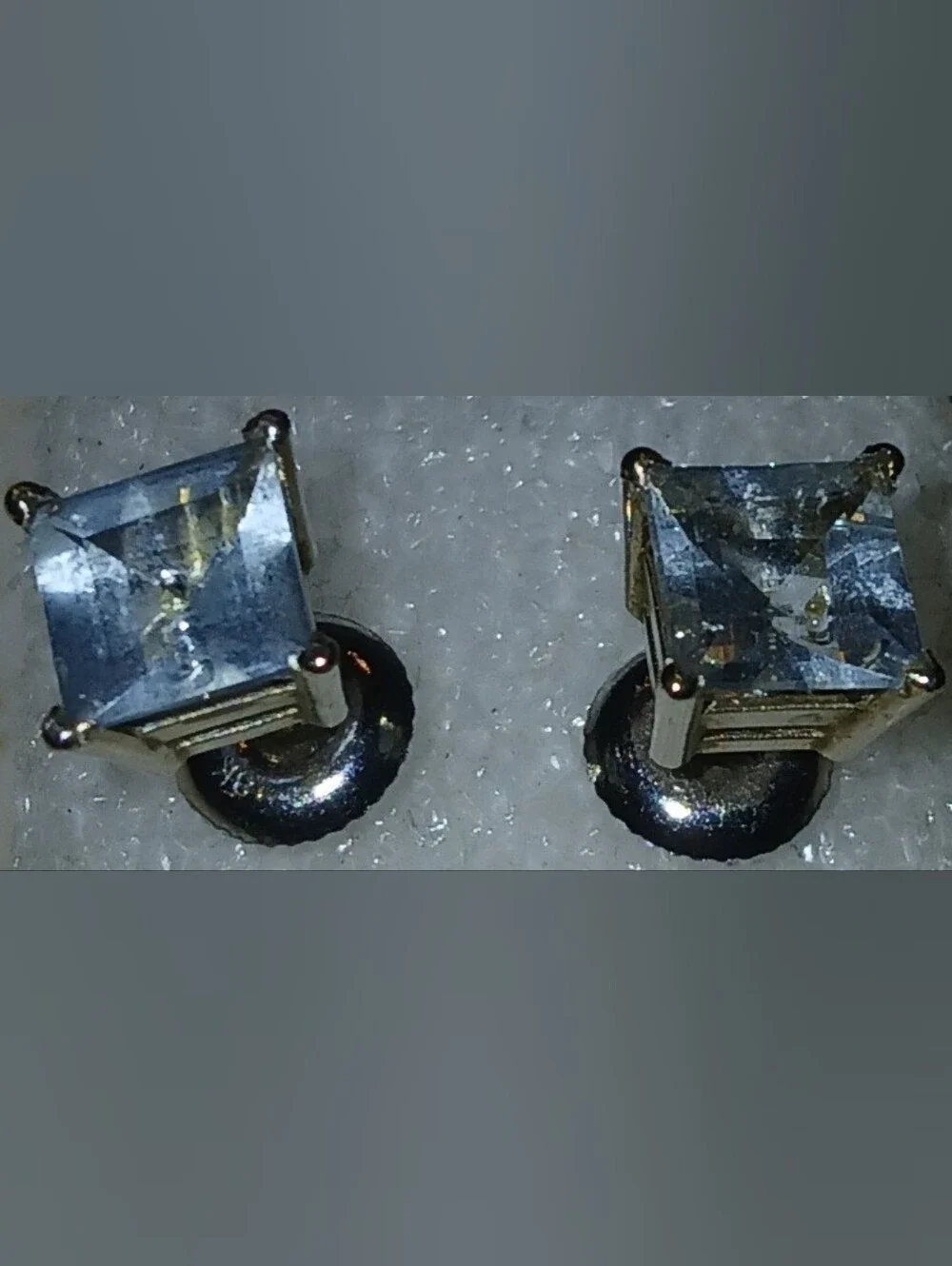 18k White Gold Princess Cut Aquamarine Earring's